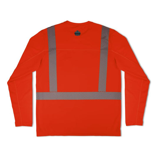 Chill-Its 6688 Type R Class 2 Cooling Hi-Vis Sun Shirt with UV Protection, Small, Orange