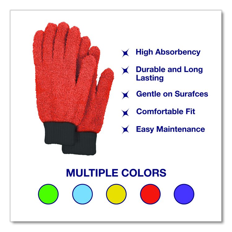 Microfiber Dusting Gloves and Mitts, Coral with Black Cuffs, 2 Gloves, 2 Mitts