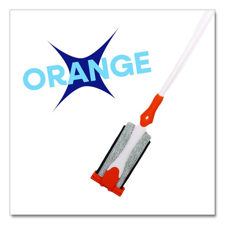 4-in-1 Squeegee Mop, 4.5 x 14.5 Orange/Gray Microfiber Heads, 53" White/Orange Polyamide/Polyester Handle