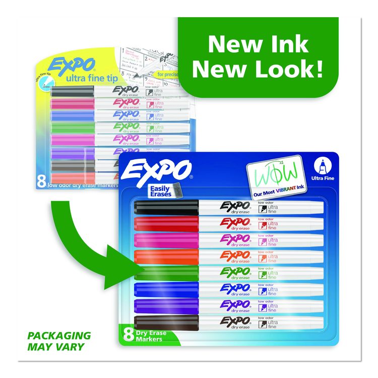Low-Odor Dry-Erase Marker, Extra-Fine Bullet Tip, Assorted Colors, 8/Set