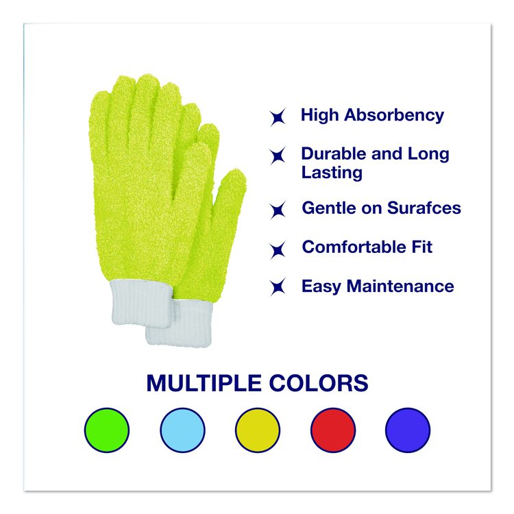 Microfiber Dusting Gloves and Mitts, Yellow with White Cuffs, 2 Gloves, 2 Mitts