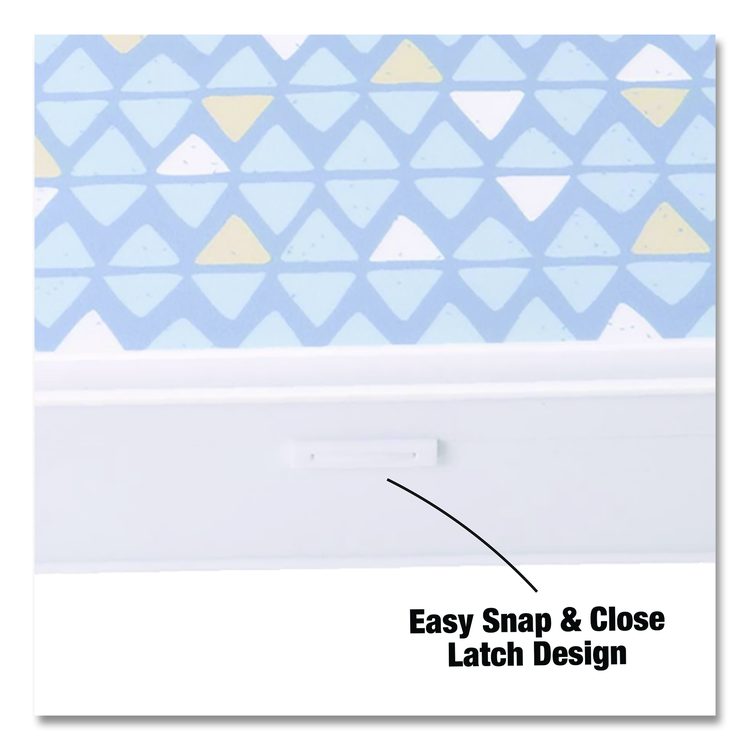 Pencil Case, Triangle Pattern, 2 Compartments, 5" x 8.75" x 2.75", Blue/White