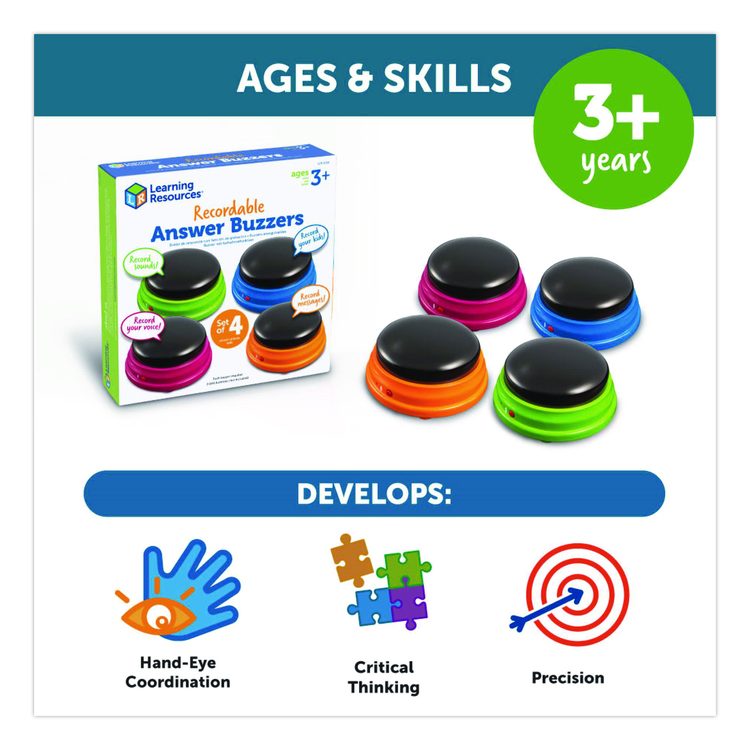 Recordable Answer Buzzers, Ages 3 and Up, 4 Buzzers