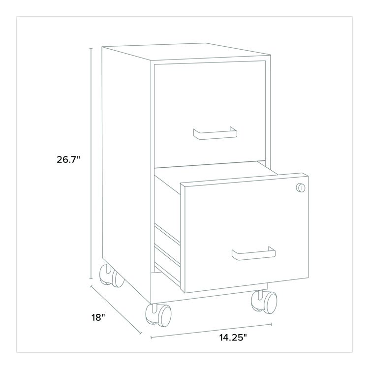 Two-Drawer Mobile Vertical File, 2 Letter-Size File Drawers, 14.25 x 18 x 26.7, Pearl White