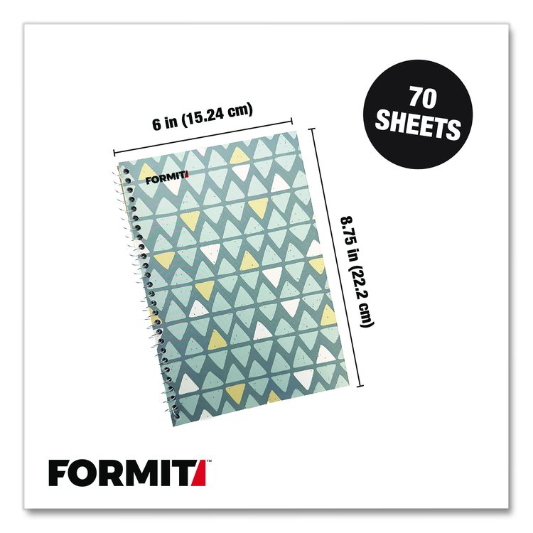 Notebook, Triangle Pattern, 1-Subject, Wide/Legal Rule, Blue/Yellow/Light Blue, (70) 8.75 x 6 Sheets