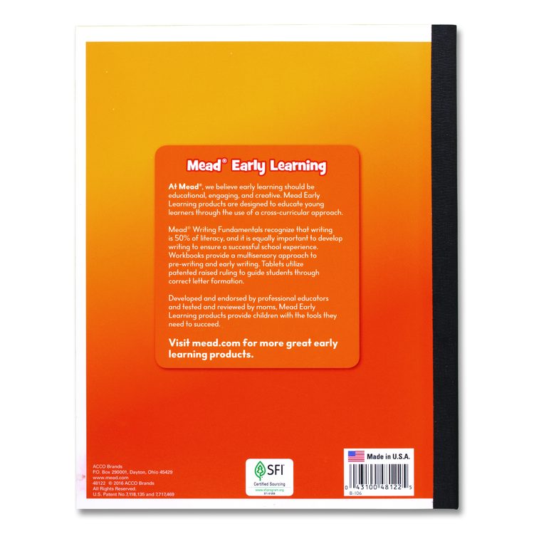 Learn to Letter Primary Journal with Raised Ruling, Manuscript Format, Orange/White/Blue Cover, (40) 10 x 8 Sheets