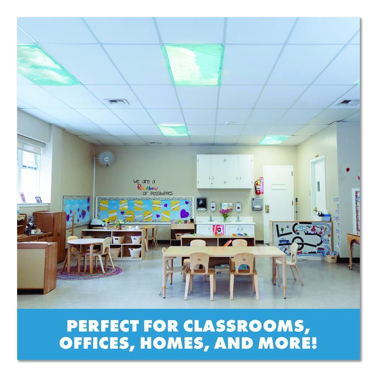 Light Filters, Rectangular, Calming Clouds, 4 ft x 2 ft, Blue/White, 4 Filters
