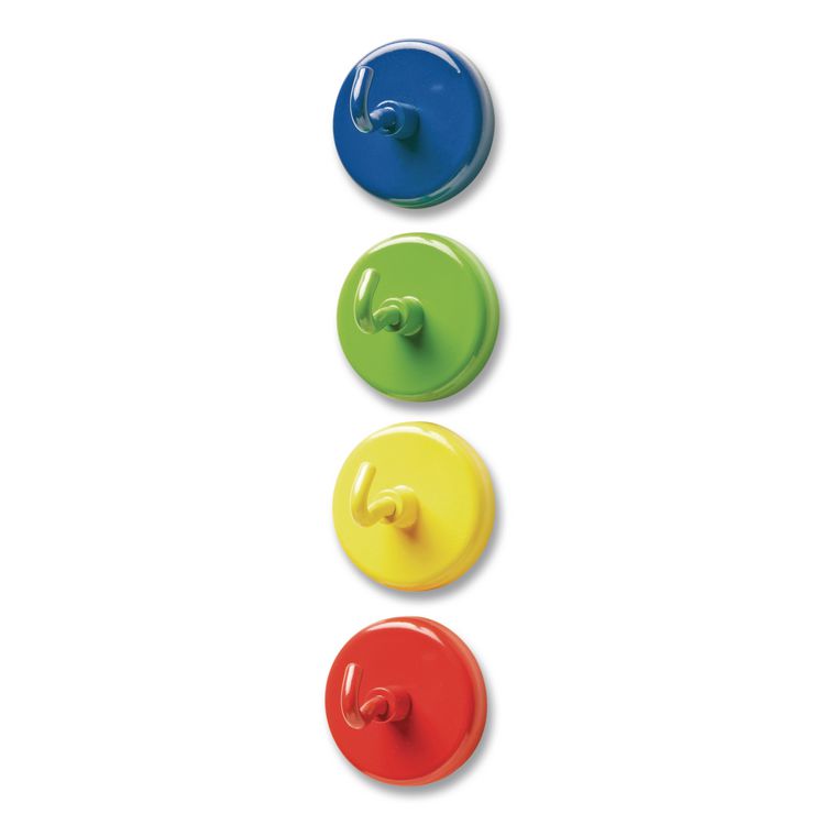 Super Strong Magnetic Hooks, Small, 1.5" Diameter, Assorted Colors, 4 Pieces