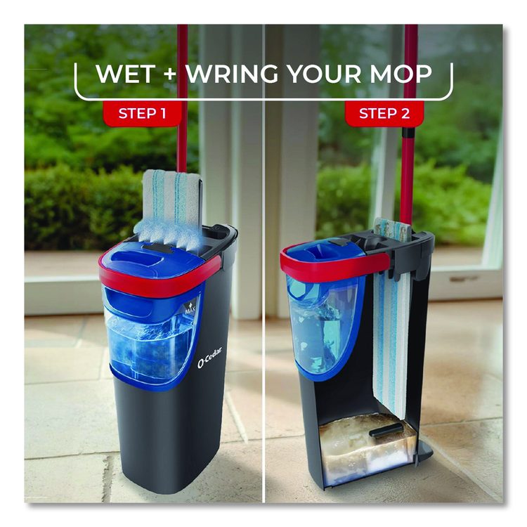 H2prO Flat Mop Head Replacement, 9.25 x 4.38, Blue/White, 2/Pack, 6 Packs/Carton