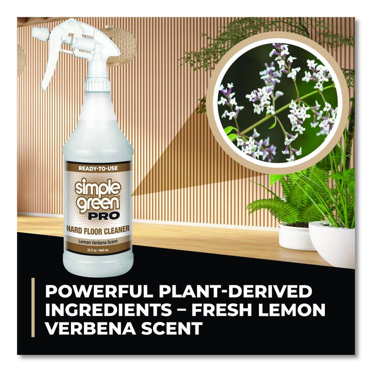 Pro Hard Floor Cleaner, Lemon Verbena Scent, 32 oz Spray Bottle, 12/Carton