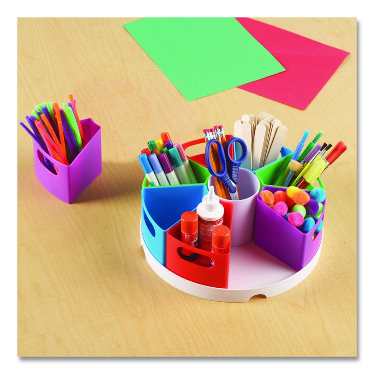 Create-a Space Storage Center, 9 Compartments 12" dia x 4"h, Assorted Colors, Plastic