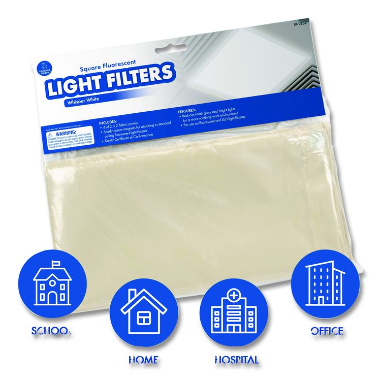 Fluorescent Light Filter Covers, Square, 2 ft x 2 ft, Whisper White, 4 Covers