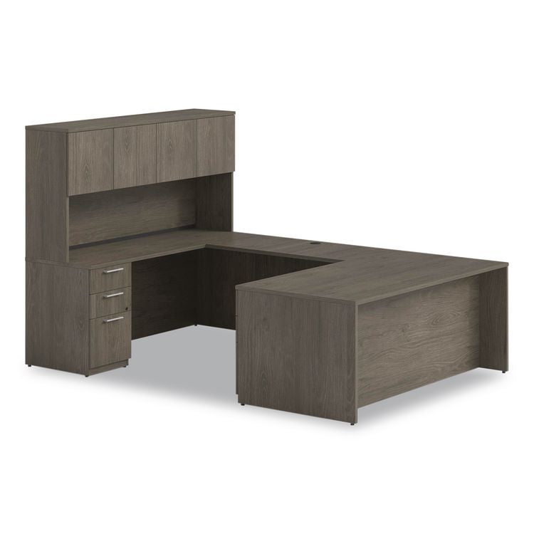Alera Seville Series Single Pedestal Desk, Right Pedestal, 72" x 36" x 29", Walnut