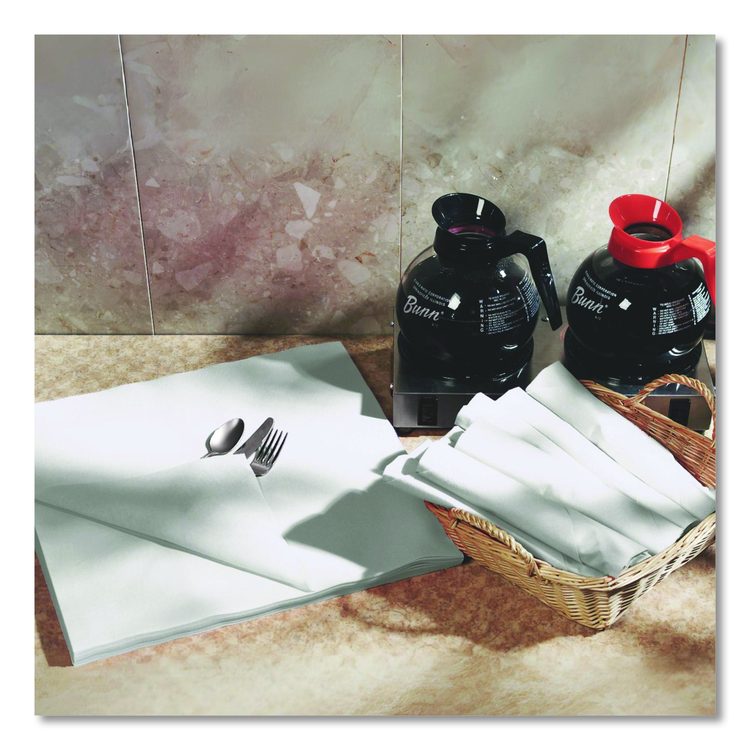 Linen-Feel Flat Napkins, 1-Ply, 16 x 16, White, 1,000/Carton
