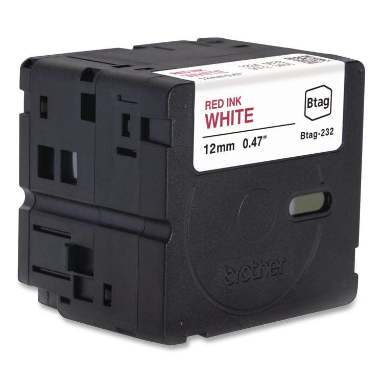 Genuine P-Touch BTAG Label Tapes, 0.47" x 13.1 ft, Red on White