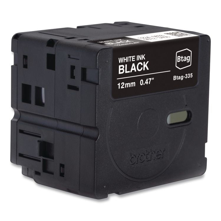 Genuine P-Touch BTAG Label Tapes, 0.47" x 13.1 ft, White on Black