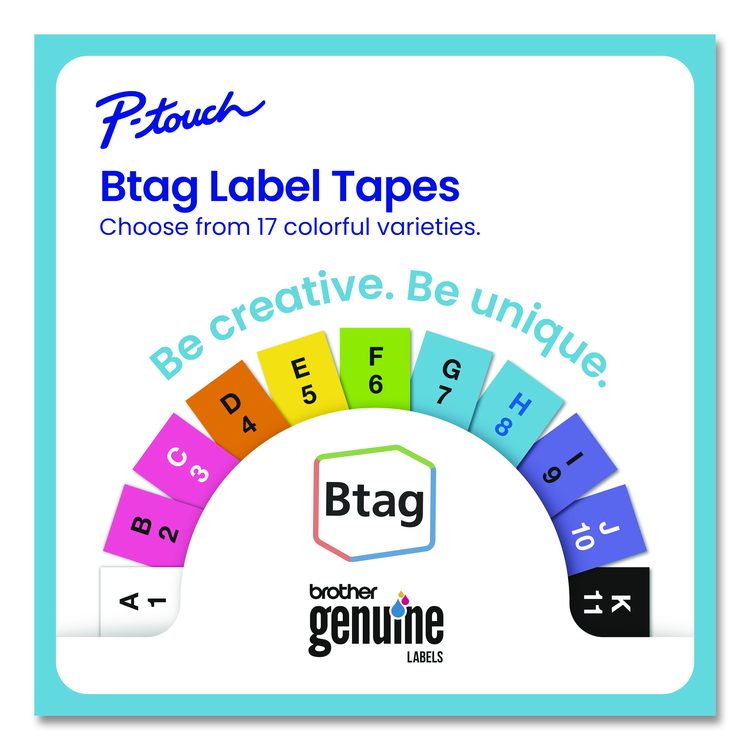 Genuine P-Touch BTAG Label Tapes, 0.47" x 13.1 ft, White on Clear, Black on White, White on Black, 3/Pack