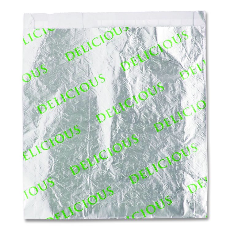 Foil/Paper/Honeycomb Insulated Bag, Delicious Labeling, 8" x 2" x 6", White, 1,000/Carton