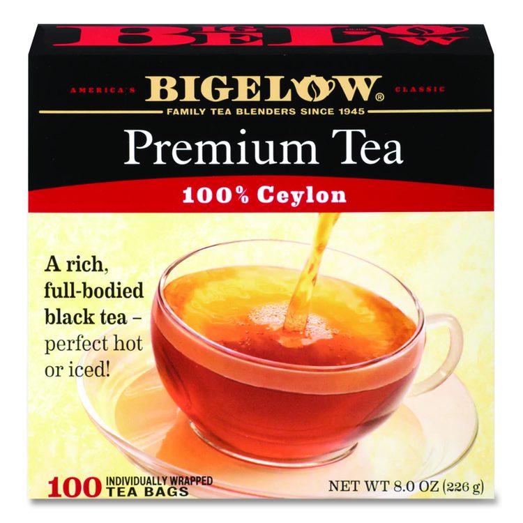 Single Flavor Tea, Premium Ceylon, 100 Bags/Box