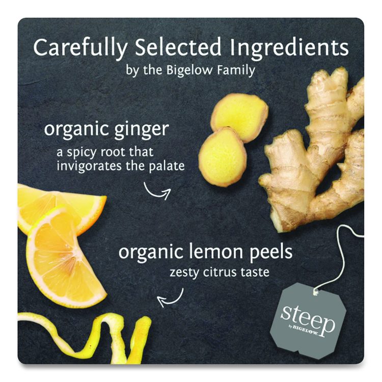 steep Tea, Lemon Ginger, 1.6 oz Tea Bag, 20/Box