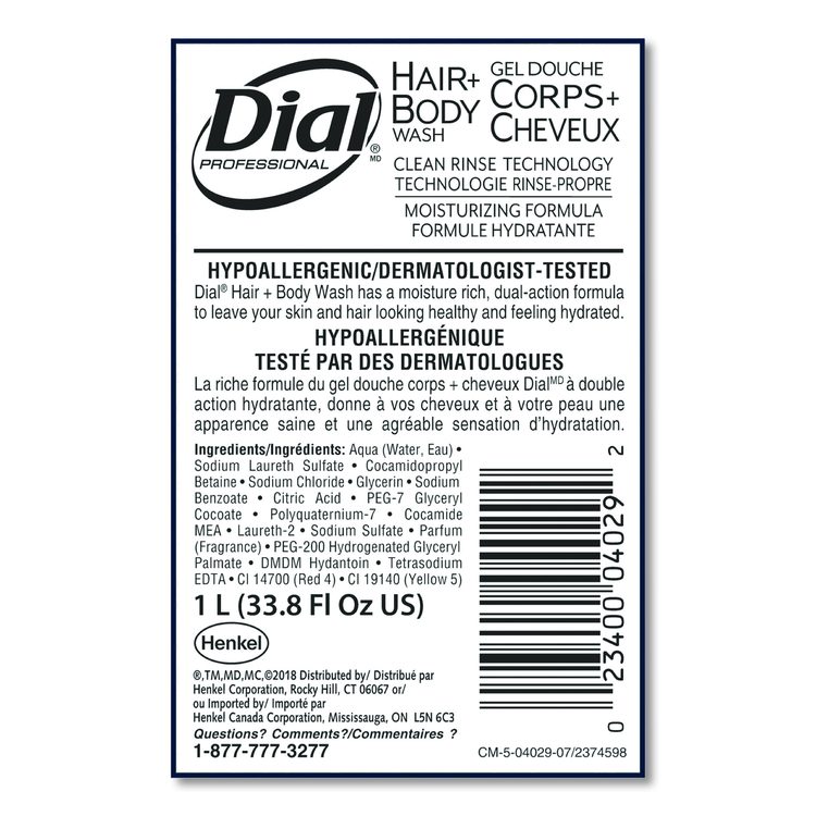 Hair + Body Wash Refill for 1 L Liquid Dispenser, Neutral Scent, 1 L, 8/Carton