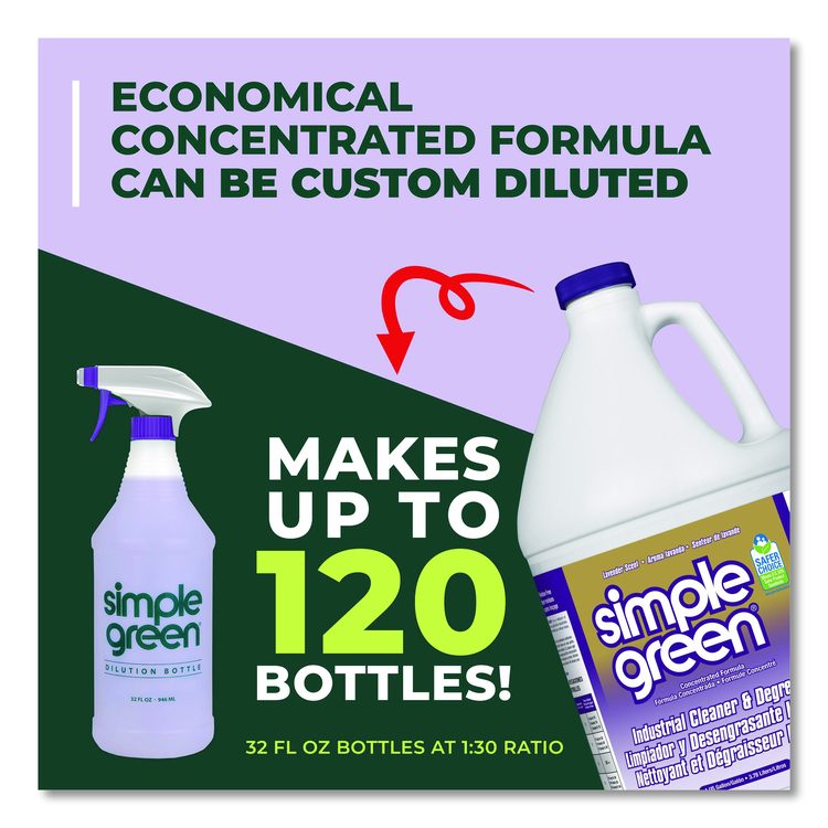 Industrial Cleaner and Degreaser, Lavender Scent, 1 gal Bottle, 6/Carton