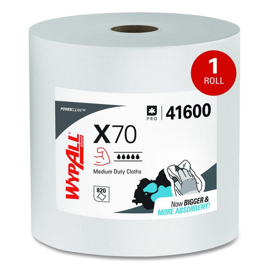 X70 Cloths, Jumbo Roll, Perforated, 12.4 x 12.2, White, 820 Towels/Roll