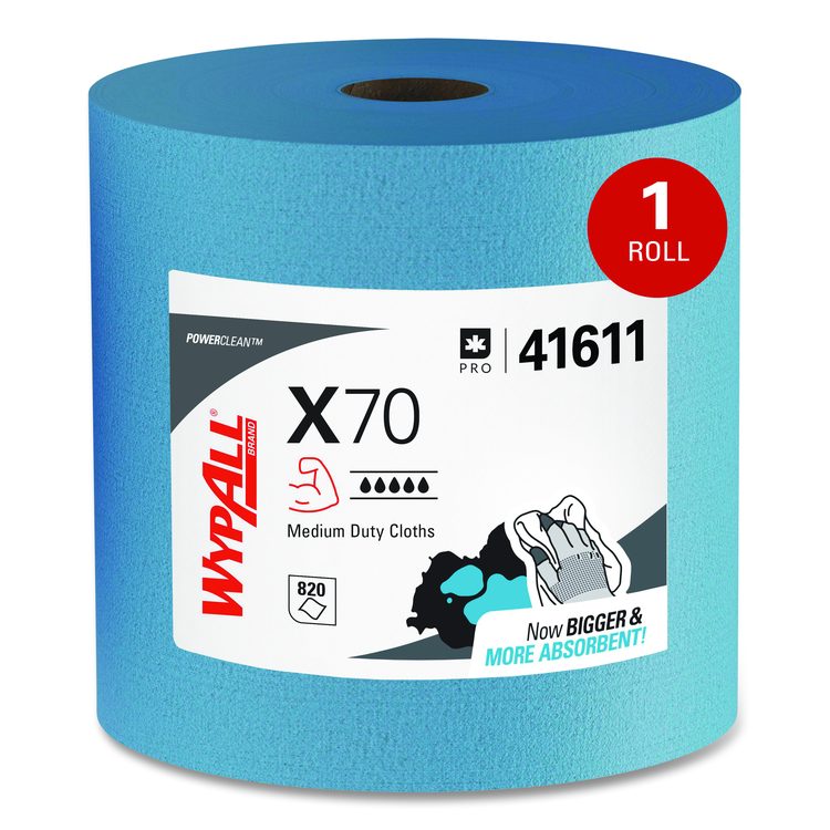 X70 Cloths, Jumbo Roll, 12.4 x 12.2, Blue, 820/Roll