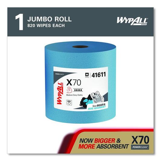 X70 Cloths, Jumbo Roll, 12.4 x 12.2, Blue, 820/Roll