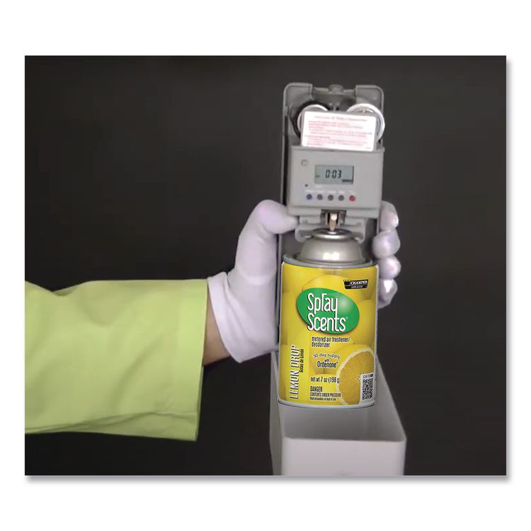 Champion Sprayon SPRAYScents Metered Air Freshener Refill, Lemon, 7 oz Aerosol Spray 12/Carton