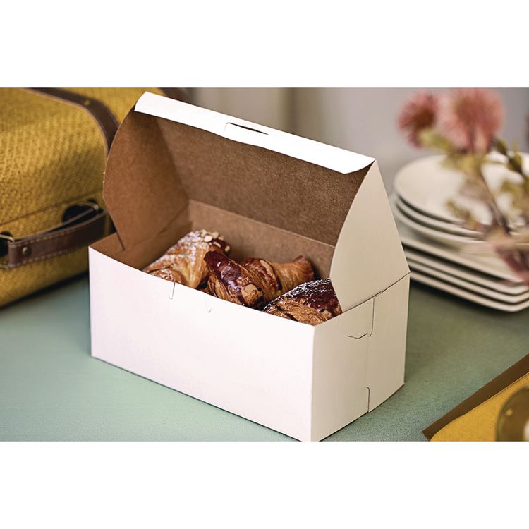 White One-Piece Non-Window Bakery Boxes, 4 x 9 x 5, White, Paper, 250/Carton