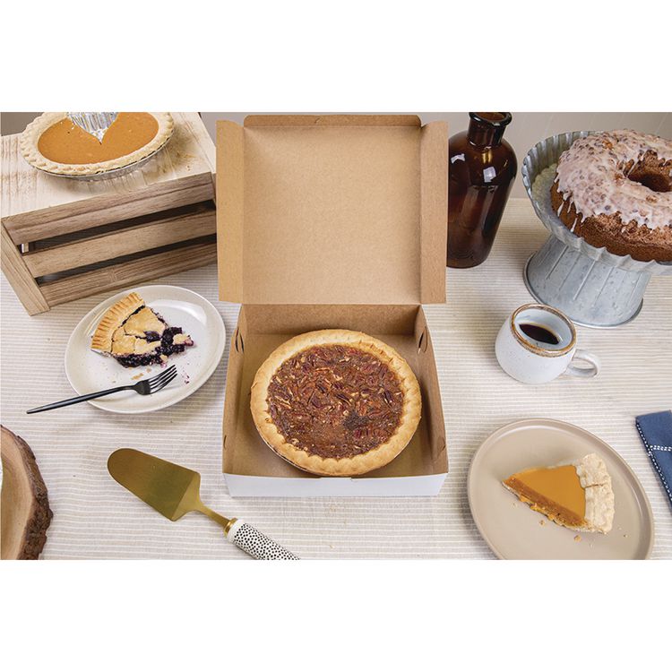 White One-Piece Non-Window Bakery Boxes, 9 x 9 x 2.5, White, Paper, 250/Carton