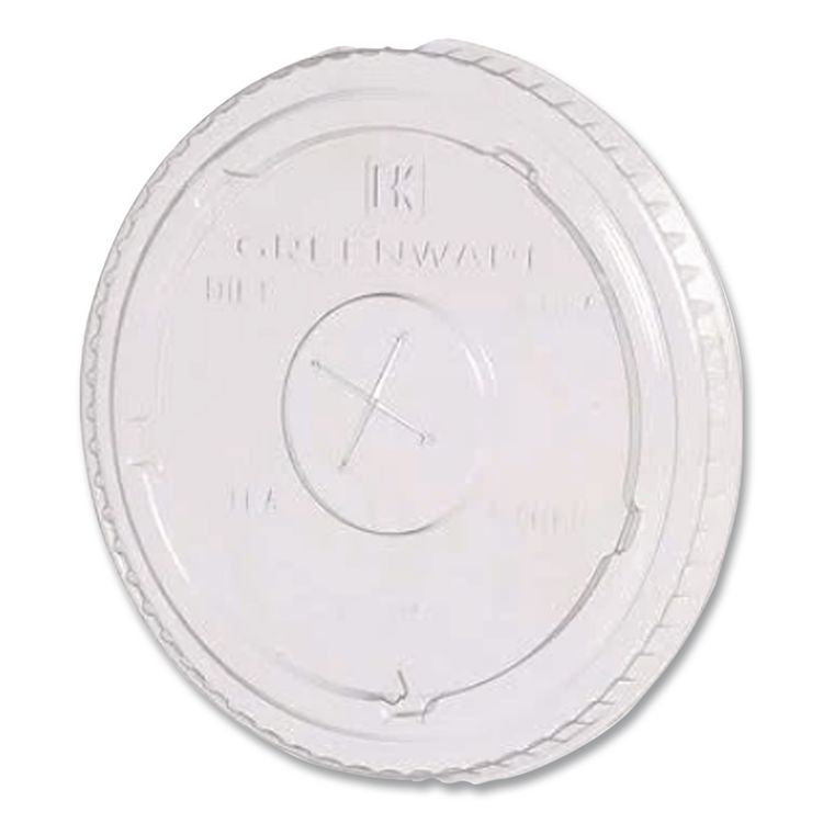 Greenware Cold Drink Lids, X-Slot, Fits 16 oz/18 oz/24 oz Cold Cups, Sugarcane, Clear, 1,000/Carton