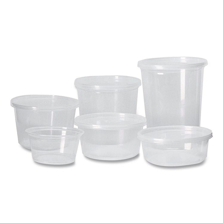 Microwavable Deli Containers, 8 oz, 4.6" Diameter x 1.8" h, Clear, Plastic, 500/Carton