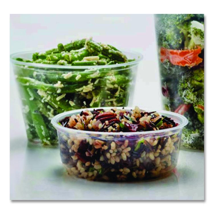 Microwavable Deli Containers, 16 oz, 4.6" Diameter x 3" h, Clear, Plastic, 500/Carton