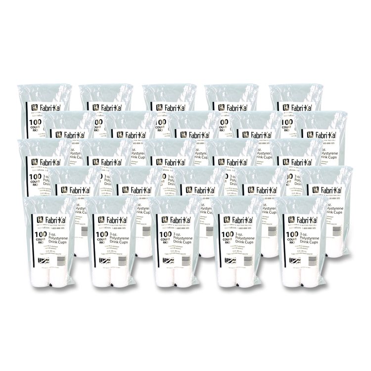 RK Crisscross Cold Drink Cups, 3 oz, Plastic, Clear, 100/Bag, 25 Bags/Carton