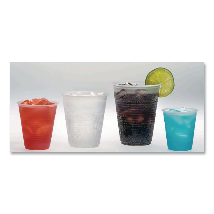 RK Ribbed Cold Drink Cups, 12 oz, Plastic, Translucent, 50/Sleeve, 20 Sleeves/Carton