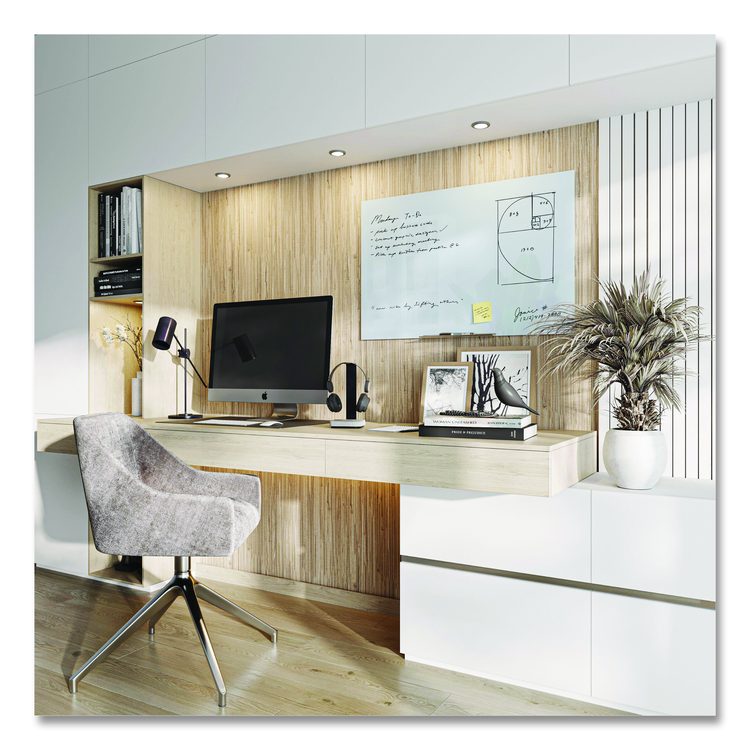 Floating Glass Dry Erase Board, 36" x 24" (Actual Size: 35" x 23"), White Surface
