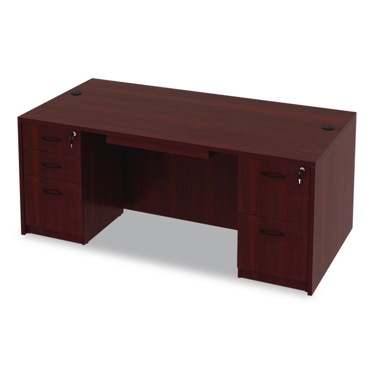 Alera Valencia Series Straight Front Desk Shell, 71" x 35.5" x 29.63", Mahogany