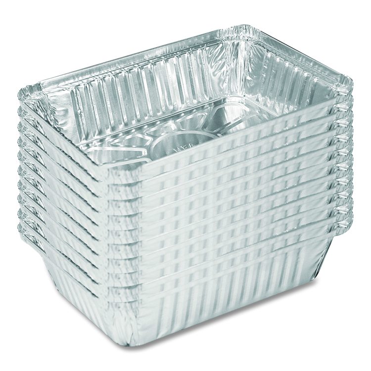 Aluminum Oblong Pan, 2.25 lb, 5.94 x 8.44 x 1.81, Silver, 500/Carton