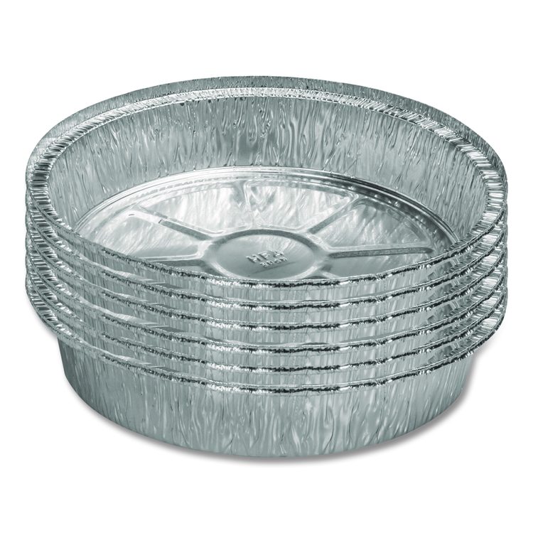 Round Aluminum Container, 24 oz, 7" Diameter, Silver, 500/Carton