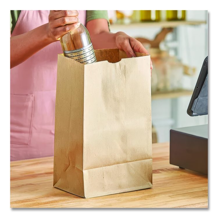 Grocery Paper Bags, 20# Squat Size, 40# Basis Weight, 8.13" x 5.88" x 12.5", Kraft, 500/Bundle