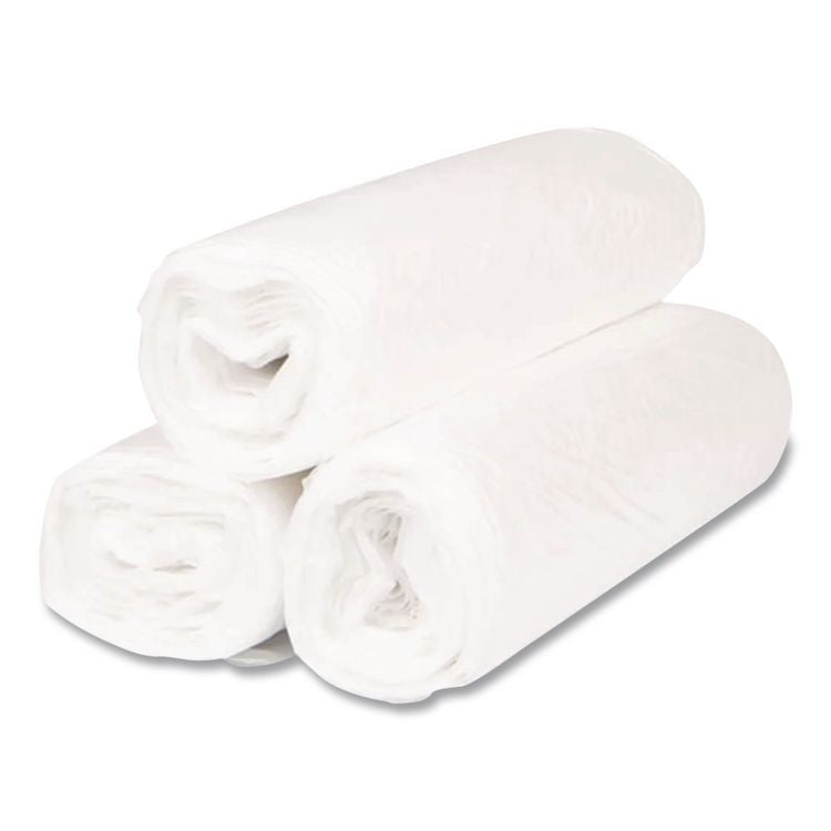 Low-Density Commercial Can Liners, 45 gal, 0.7 mil, 40" x 46", White, Interleaved Roll, 25 Bags/Roll, 4 Rolls/Carton