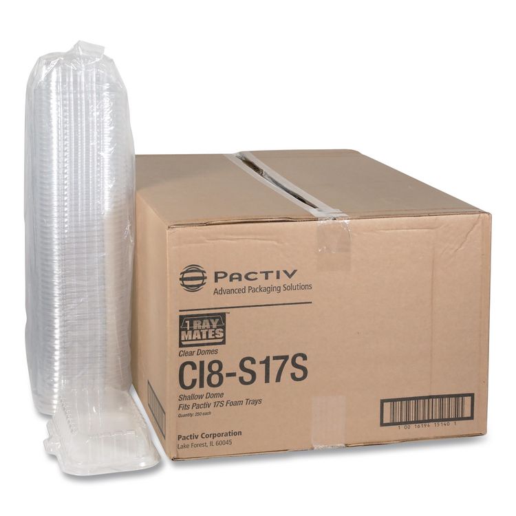 OPS Dome-Style Lid, 17S Shallow Dome, 8.3 x 4.8 x 1.5, Clear, Plastic, 252/Carton