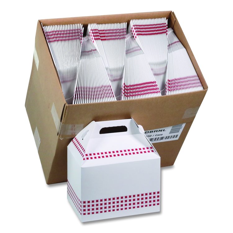 Paperboard Barn Box with Handle, 9 x 5.9 x 3.1, Basketweave, Paper, 150/Carton