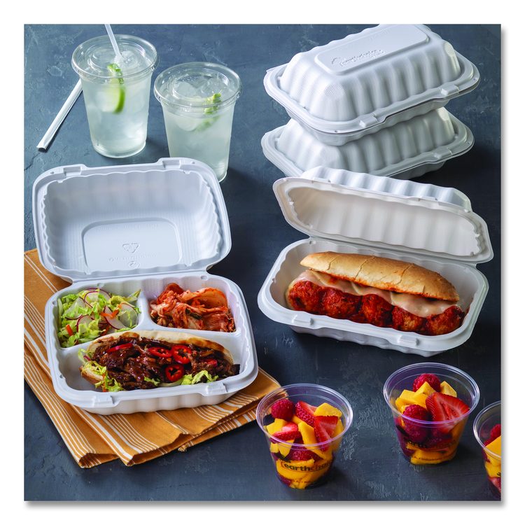 EarthChoice SmartLock Microwavable MFPP Hinged Lid Container, 9 x 6 x 3, White, Plastic, 270/Carton