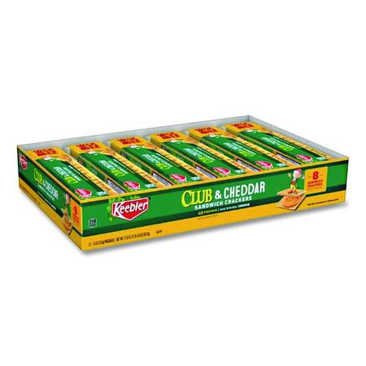 Sandwich Cracker, Club and Cheddar, 8 Cracker Snack Pack, 12/Box