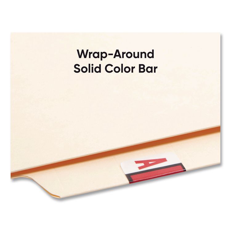 A-Z Color-Coded End Tab Filing Labels, A, 1 x 1.25, White, 500/Roll