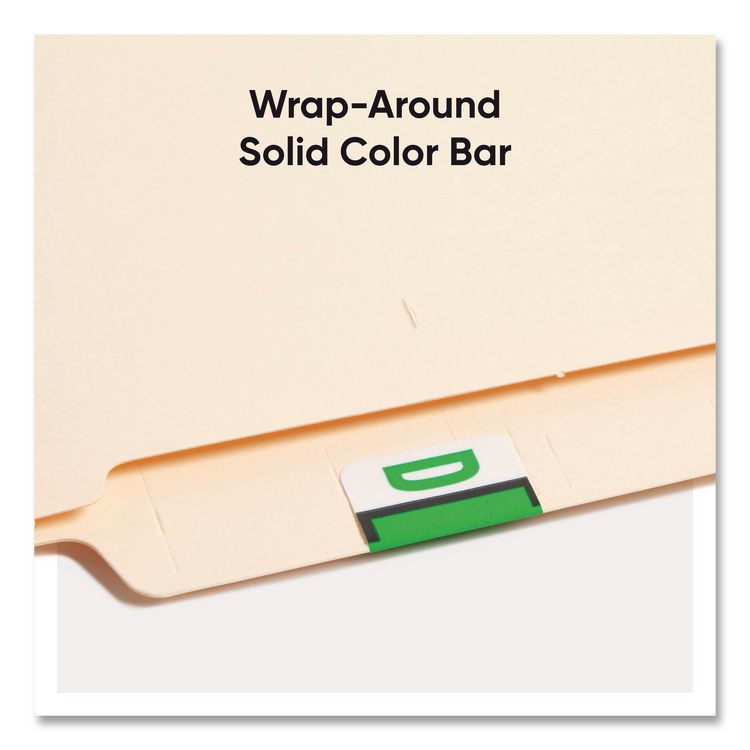 A-Z Color-Coded End Tab Filing Labels, D, 1 x 1.25, White, 500/Roll
