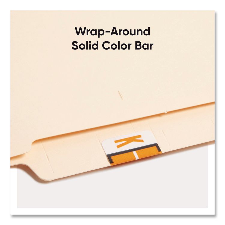 A-Z Color-Coded End Tab Filing Labels, K, 1 x 1.25, White, 500/Roll